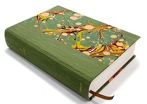 Hardbound book with marbled spine